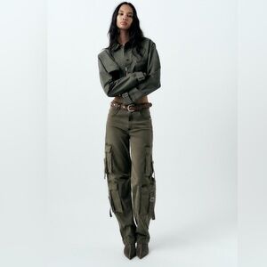 Zara Khaki Green Cargo Pants